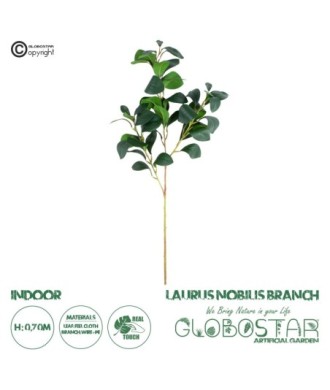 GloboStar® Artificial Garden LAURUS NOBILIS BRANCH 20224 Τεχνητό Διακοσμητικό Κλαδί Δάφνης Π35 x Υ70cm